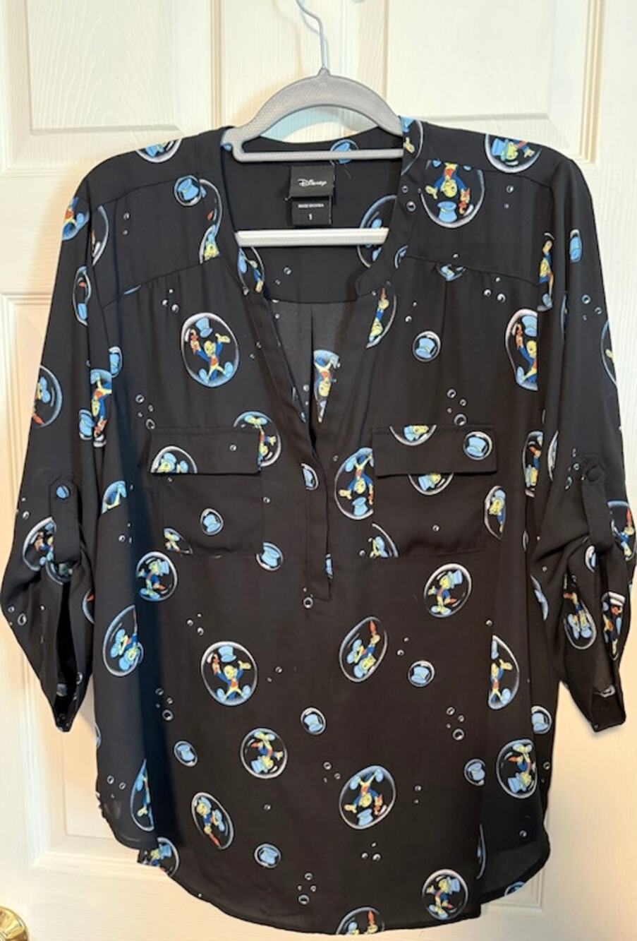 Disney Jiminy Cricket Bubble Tunic Blouse Women's Size 1(1x)